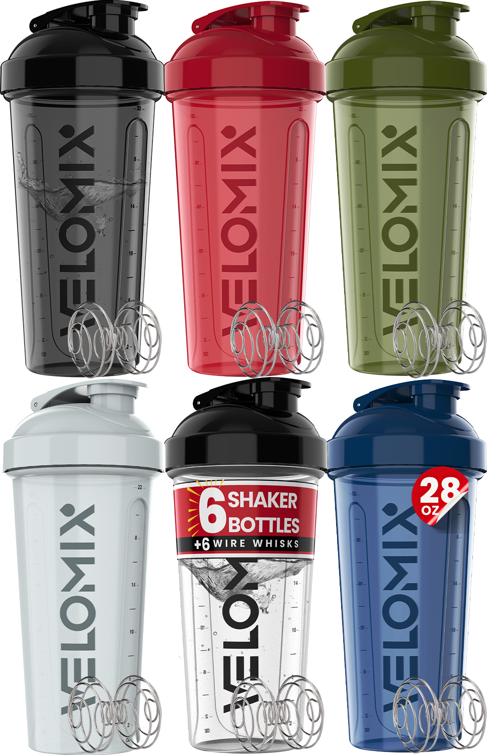 6 Pack - 28 oz Shaker Bottle - Power Series
