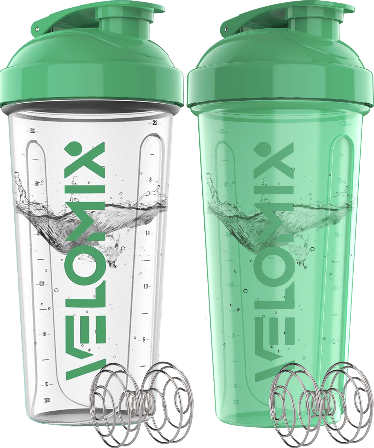 2 Pack- 28 oz Protein Shaker Bottles for Protein Mixes + 2x Wire Whisk
