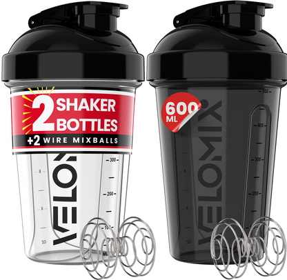 2 Pack - 20 oz Shaker Bottle - Clear Series