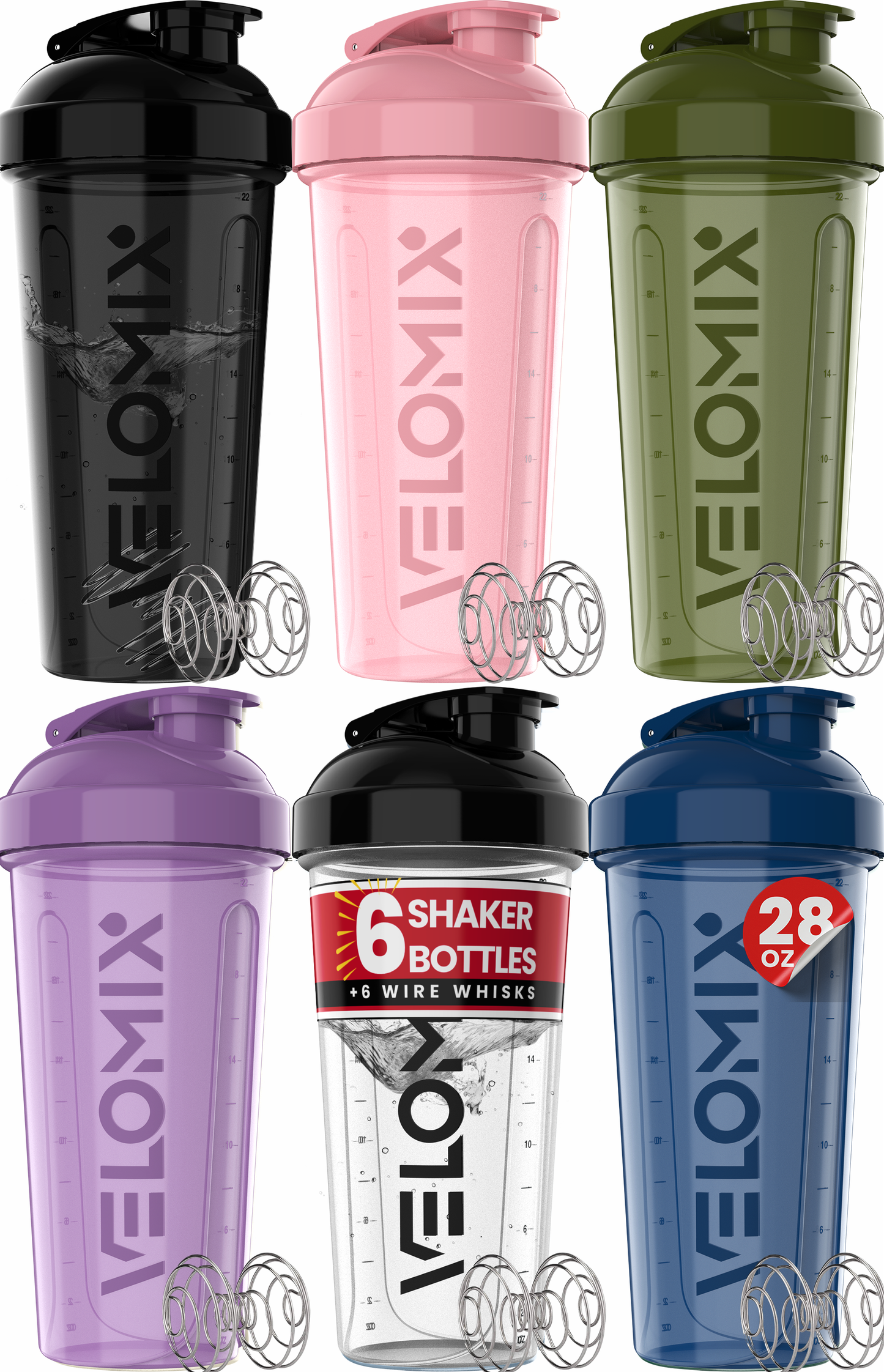 6 Pack - 28 oz Shaker Bottle - Core Series