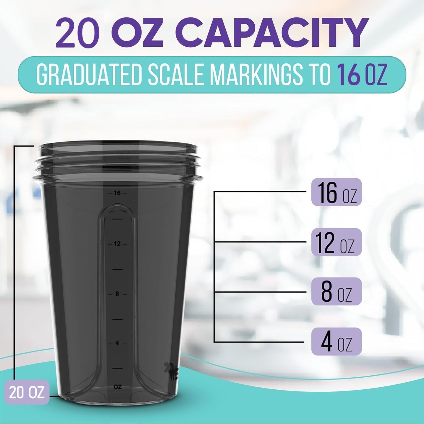 2 Pack - 20 oz Shaker Bottle - Clear Series