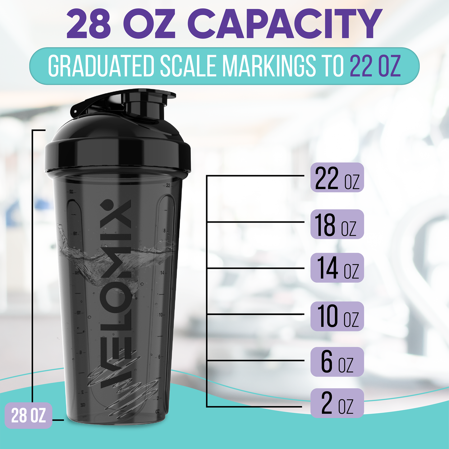 2 Pack - 28 oz Shaker Bottle - Clear Series