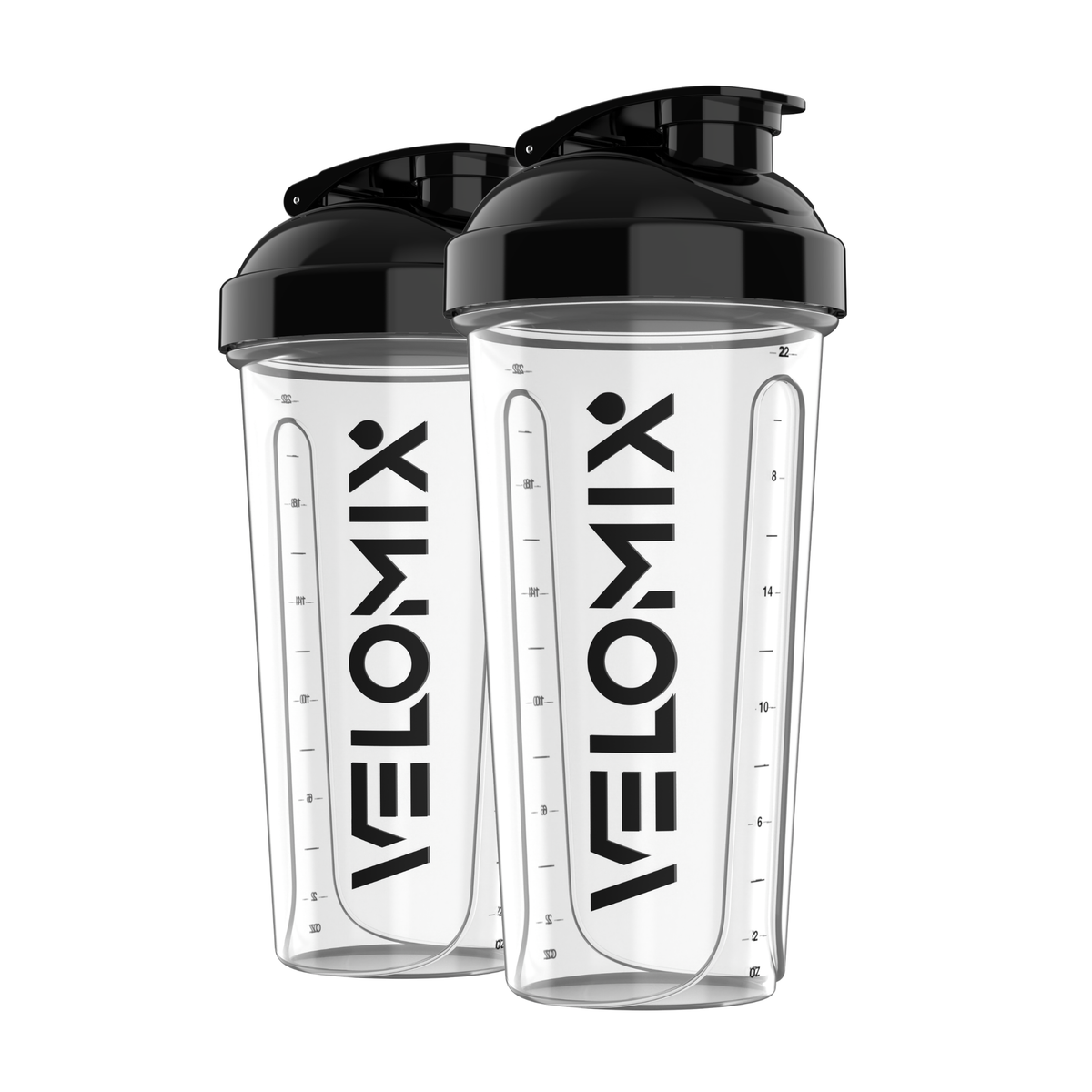 Velomix Clear Series Leak Proof Shaker Bottle – 2 Pack 28 oz